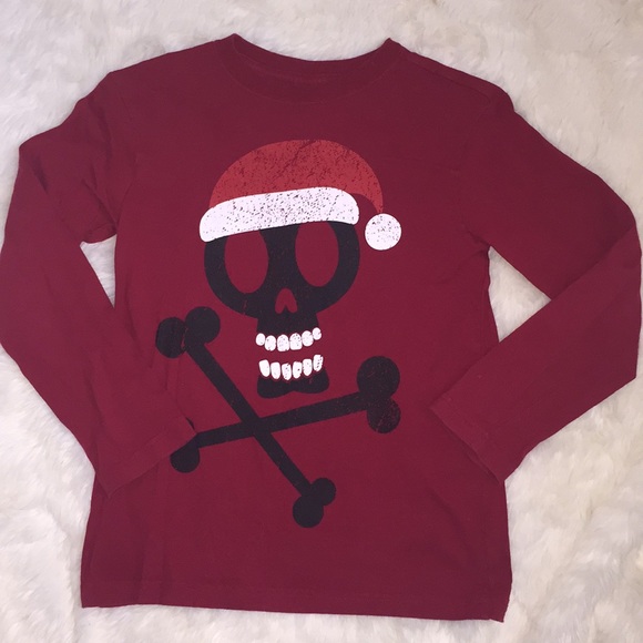 7/8 Christmas long sleeve tee’s Santa skull - Picture 3 of 5